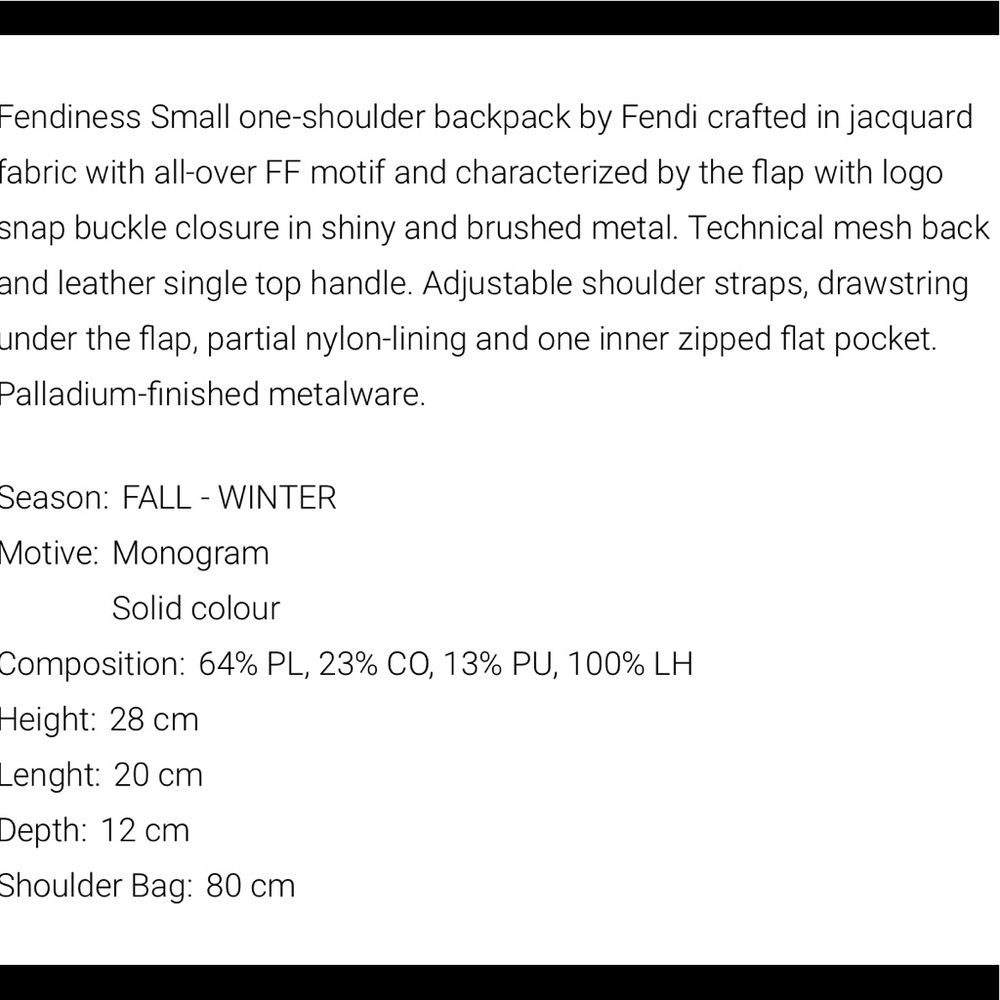 Fendi Backpack. - Picture 5 of 9